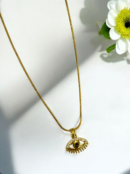 GOLDEN EVIL EYE KANNON NECKLACE