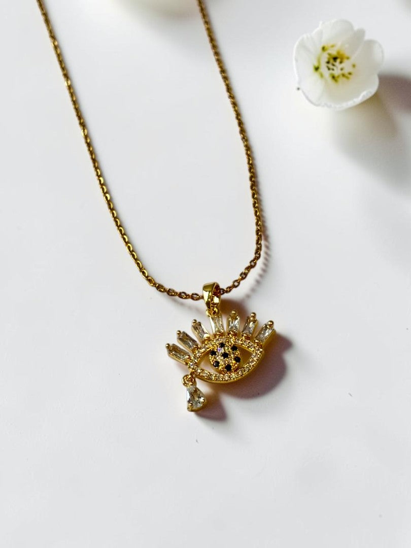 GOLDEN EVIL EYE RASHI NECKLACE SET