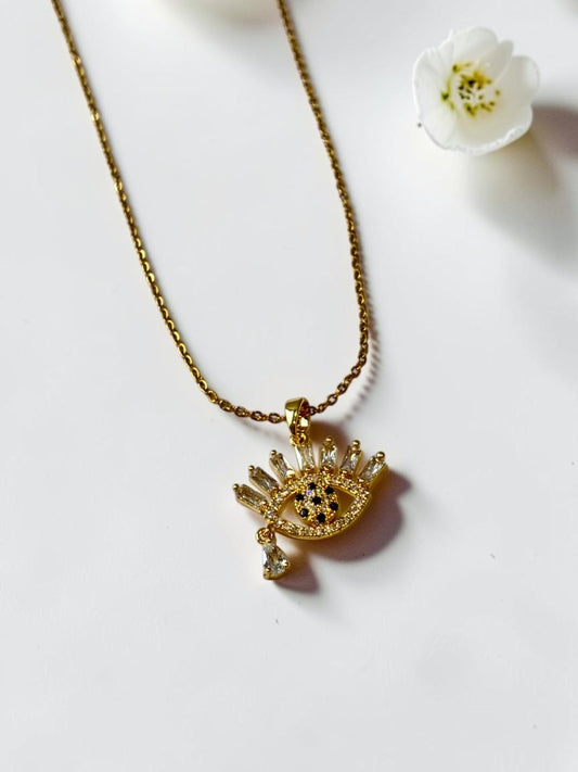 GOLDEN EVIL EYE RASHI NECKLACE SET