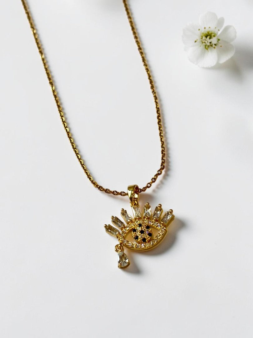 GOLDEN EVIL EYE RASHI NECKLACE SET