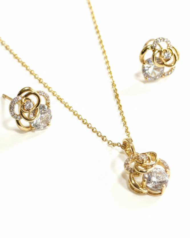 GOLDEN FLOWER AISHA NECKLACE SET