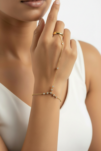 GOLDEN GEOMETRIC SPARKLE SHERYL HAND CHAIN (POCHI)