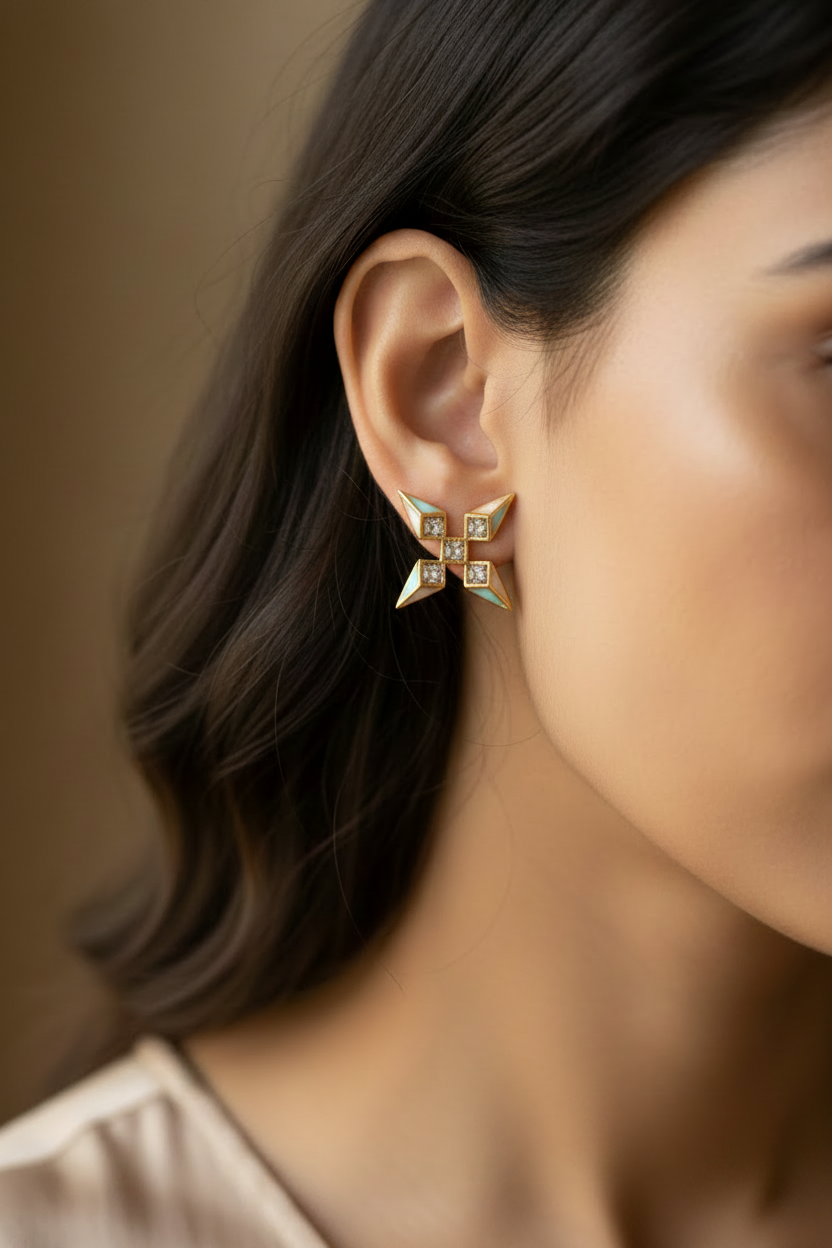 GOLDEN GEOMETRIC STAR WEEMIKA EARRINGS