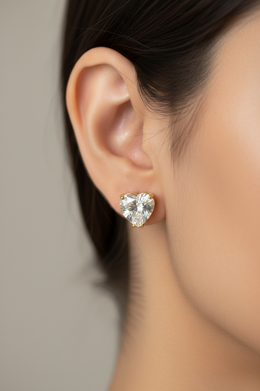 GOLDEN HEART DIAMOND BAYRON EARRINGS