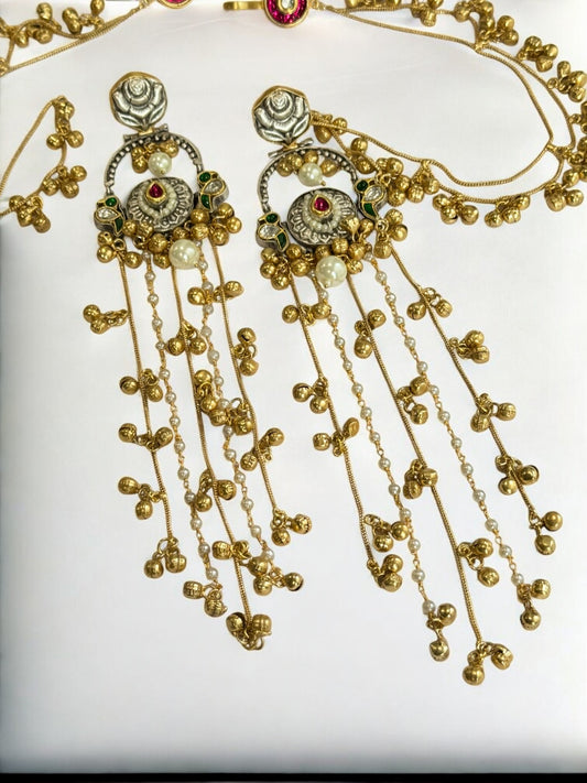 GOLDEN JANYA GERMAN SILVER EARRINGS