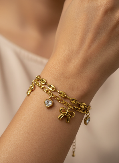 GOLDEN LAYERED CHARM GRANTEY BRACELET