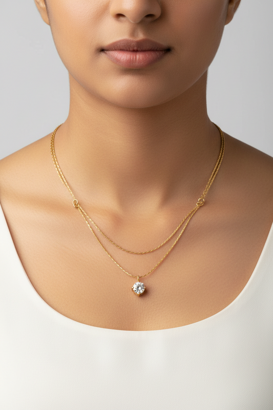 GOLDEN LAYERED DIAMOND EDRIC NECKLACE