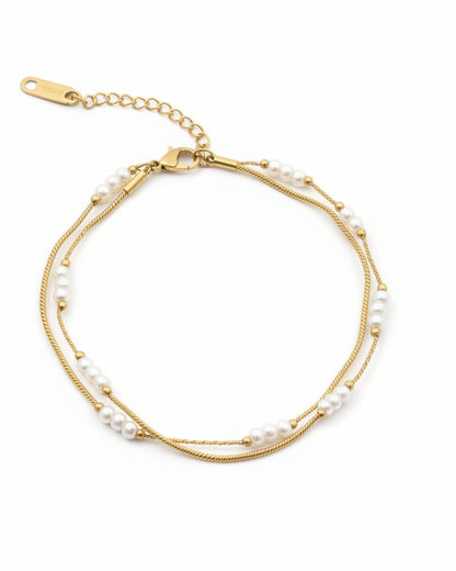GOLDEN LAYERED PEARL BRODIE ANKLET