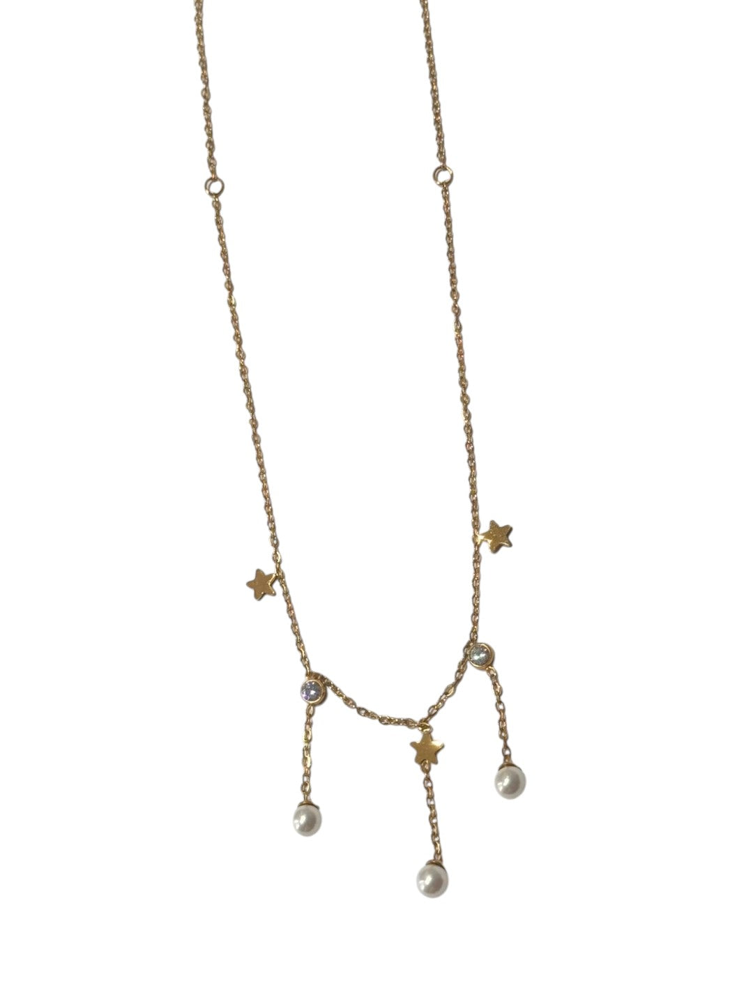 GOLDEN PEARL DIAMOND PIERS NECKLACE