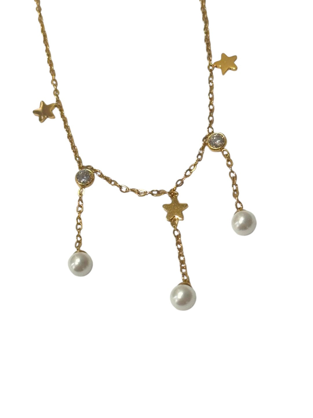 GOLDEN PEARL DIAMOND PIERS NECKLACE
