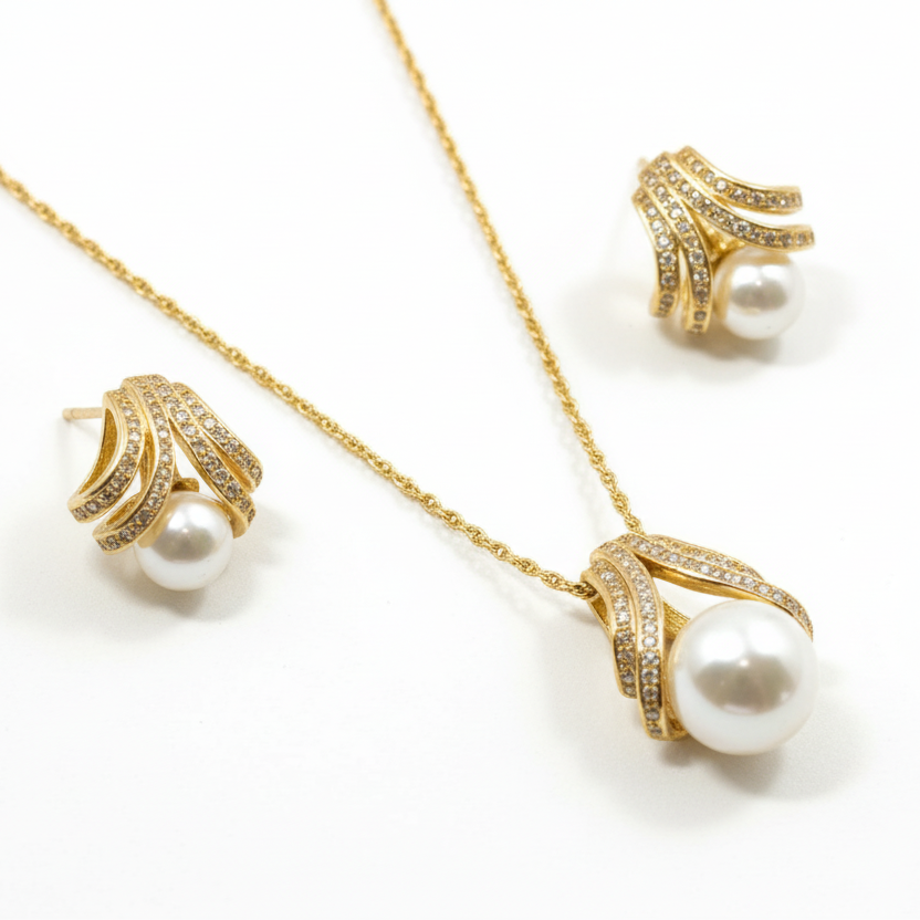 GOLDEN PEARL JIYANSI NECKLACE SET