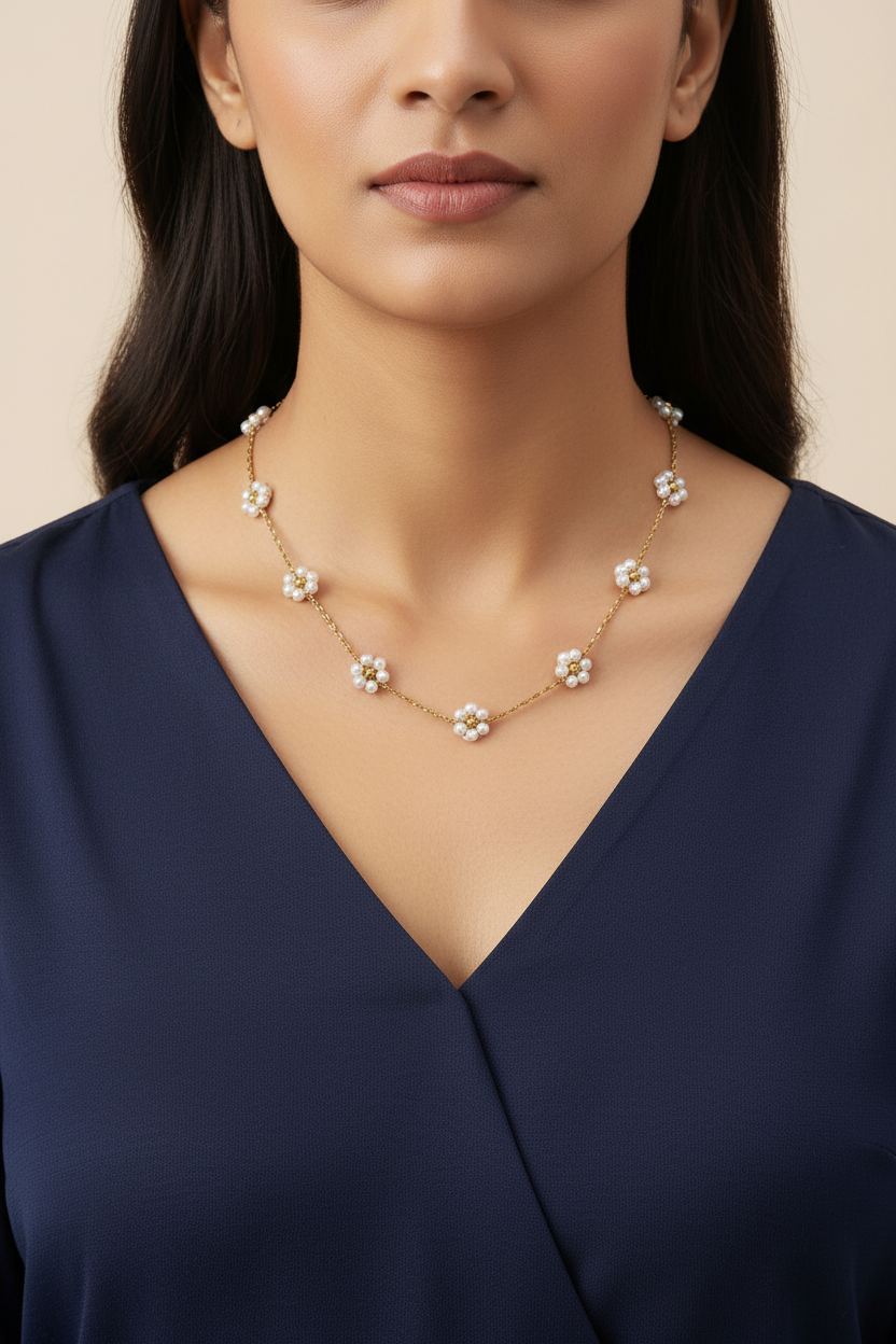 GOLDEN PEARL MIRABEL NECKLACE