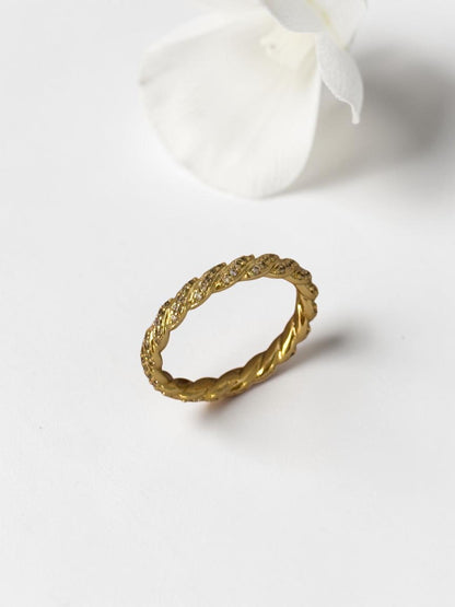 GOLDEN TWISTED DIAMOND SAMEY RING