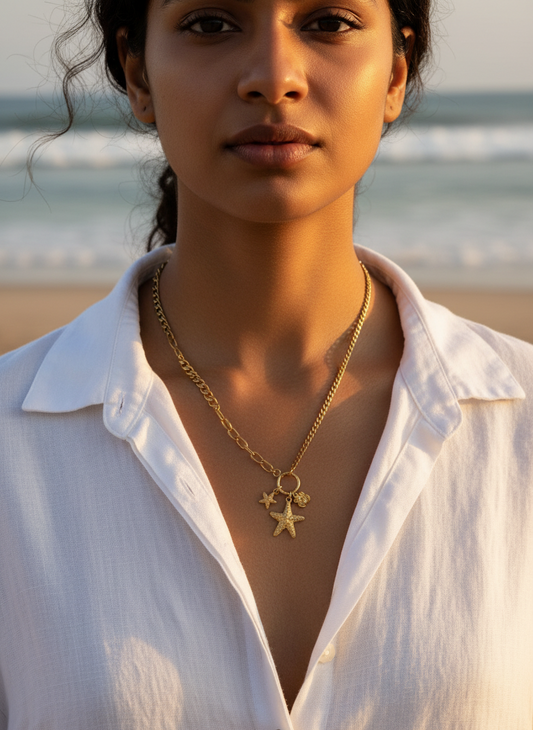 GOLDEN BEACH CHARM CREEDY NECKLACE