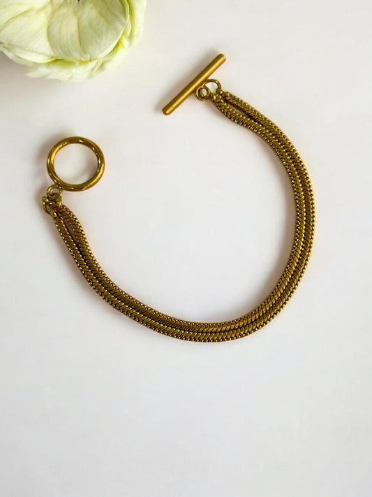 GOLDEN DUAL CHAIN ANTI TARNISH BRACELET