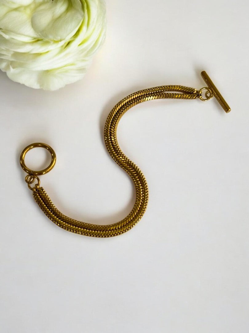 GOLDEN DUAL CHAIN ANTI TARNISH BRACELET