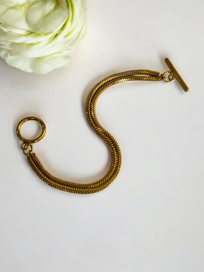 GOLDEN DUAL CHAIN ANTI TARNISH BRACELET