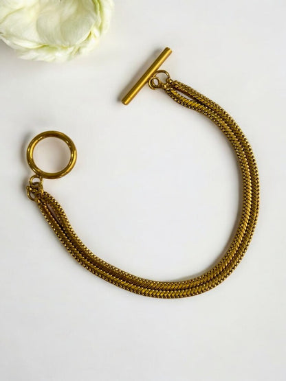 GOLDEN DUAL CHAIN ANTI TARNISH BRACELET