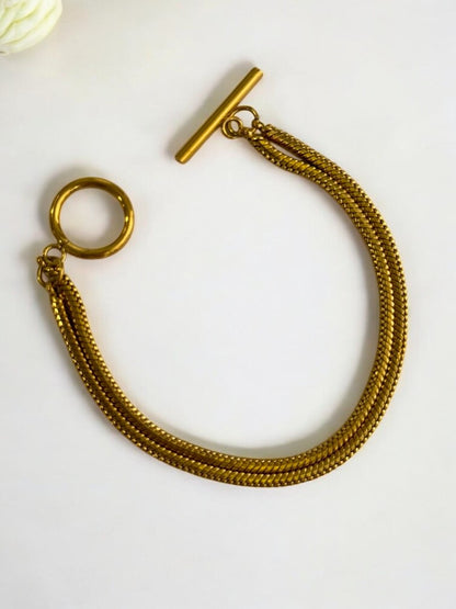 GOLDEN DUAL CHAIN ANTI TARNISH BRACELET 