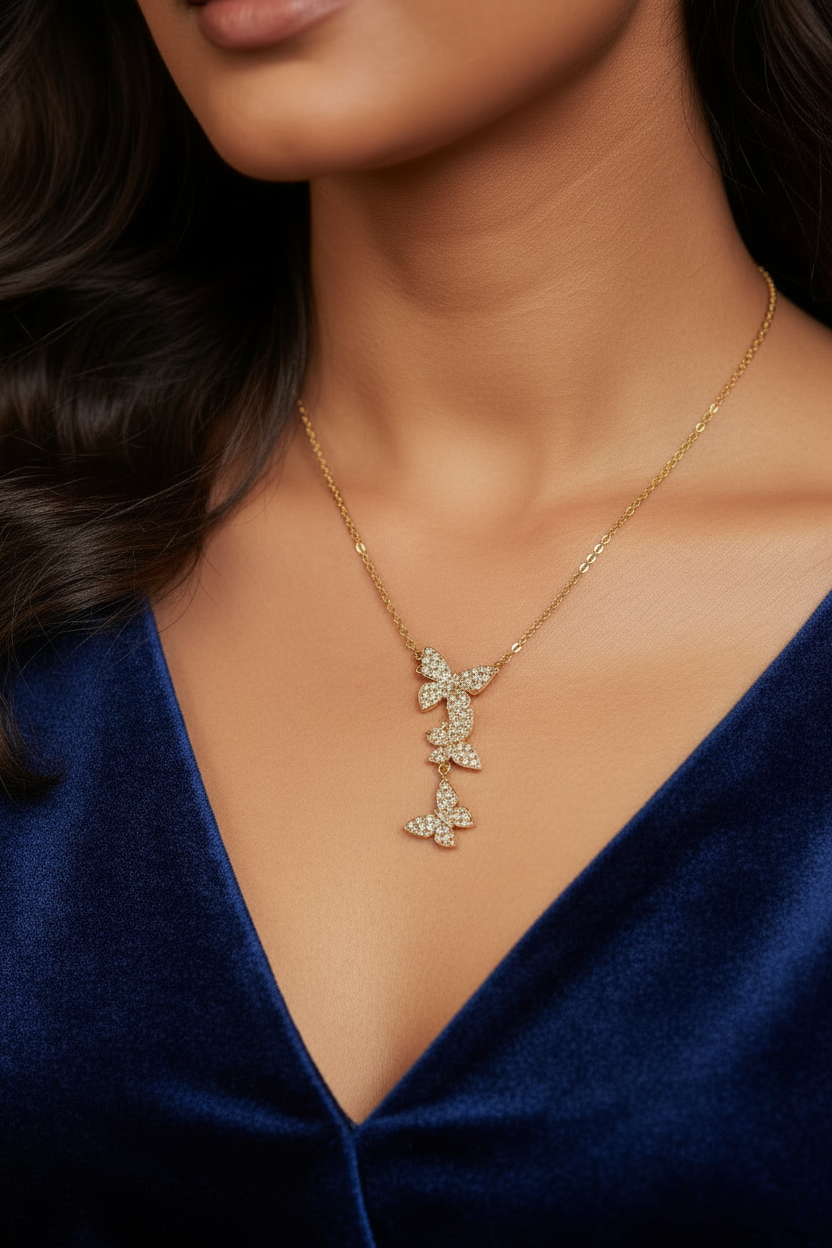 GOLDEN DIAMOND BUTTERFLY BECKETTY NECKLACE