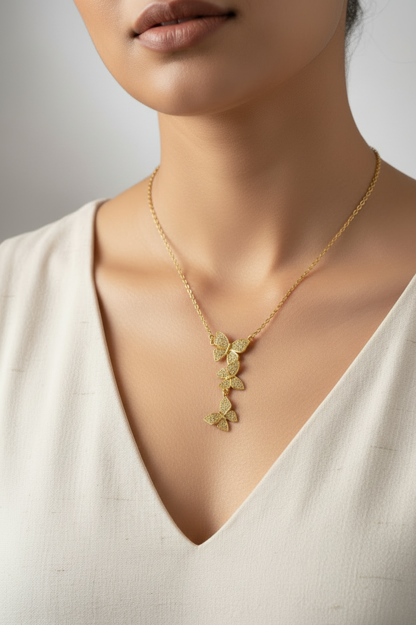 GOLDEN DIAMOND BUTTERFLY BECKETTY NECKLACE