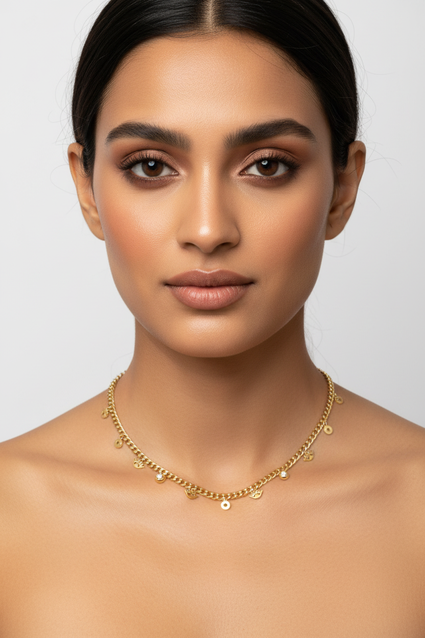 GOLDEN DIAMOND EVIL EYE ELIO NECKLACE