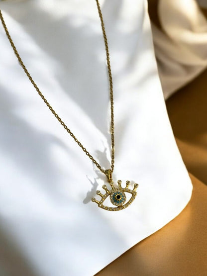 GOLDEN CHAIN WITH ROTATE EVIL EYE PENDENT