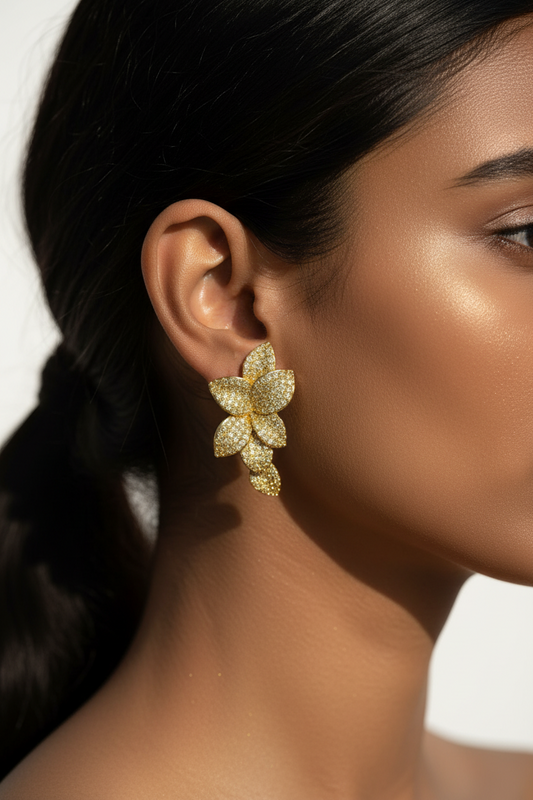 GOLDEN DIAMOND FLOWER HUDSON EARRINGS