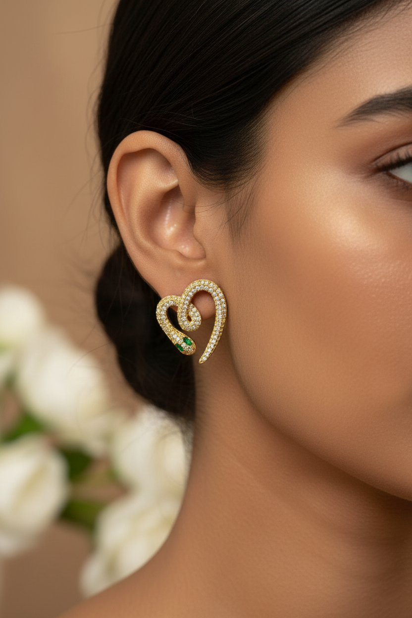GOLDEN DIAMOND HEART AESLIE EARRINGS