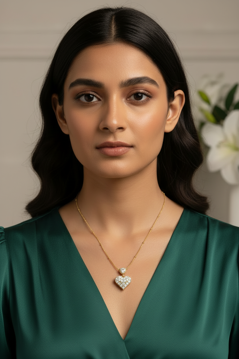 GOLDEN DIAMOND HEART PALMER NECKLACE