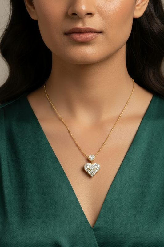 GOLDEN DIAMOND HEART PALMER NECKLACE