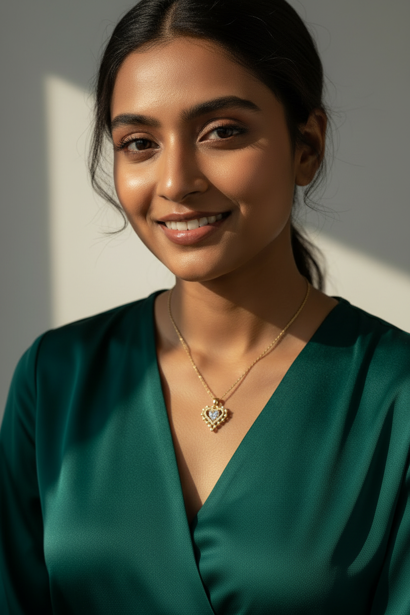GOLDEN DIAMOND IN HEART CRAEY NECKLACE