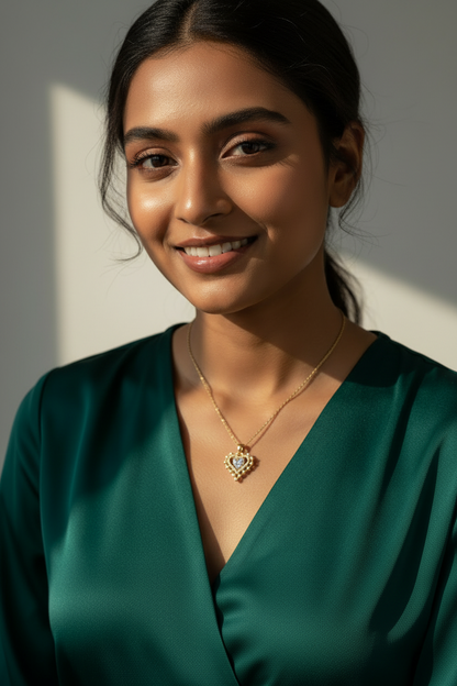 GOLDEN DIAMOND IN HEART CRAEY NECKLACE