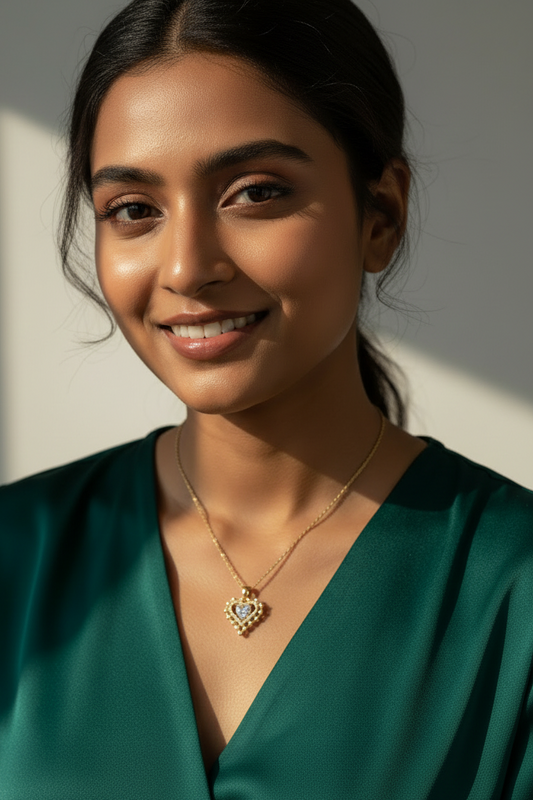 GOLDEN DIAMOND IN HEART CRAEY NECKLACE