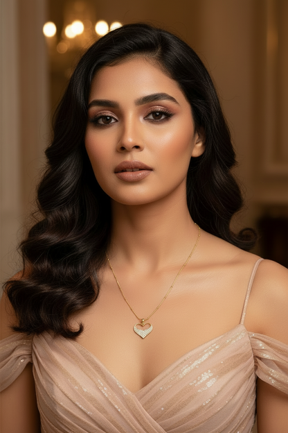 GOLDEN DIAMOND IN HEART JORDYN NECKLACE