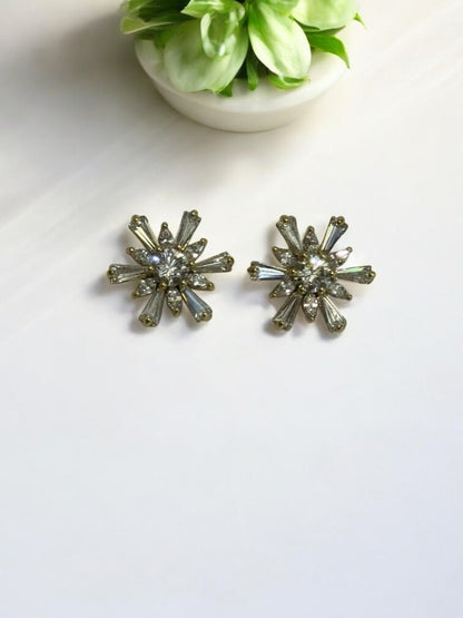 18K GOLD PLATED  LIKE CRISTAL  DIAMOND STUD EARRING 