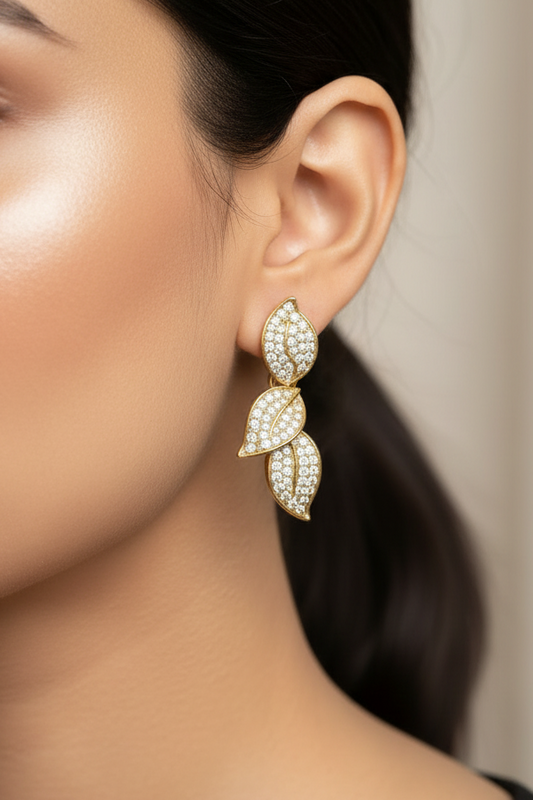 GOLDEN DIAMOND LEAVES LINCOLN EARRINGS