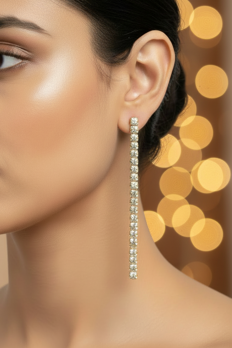 GOLDEN DIAMOND LINE ISAIAH EARRINGS