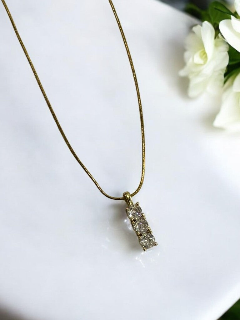GOLDEN CHAIN WITH SPARKLING THREE DIAMOND
