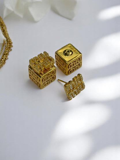 18K GOLD PLATED MIUMIU BRANDED DIAMOND EARRINGS