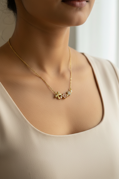 GOLDEN DIAMOND MULTI CHARM MATTIEY NECKLACE