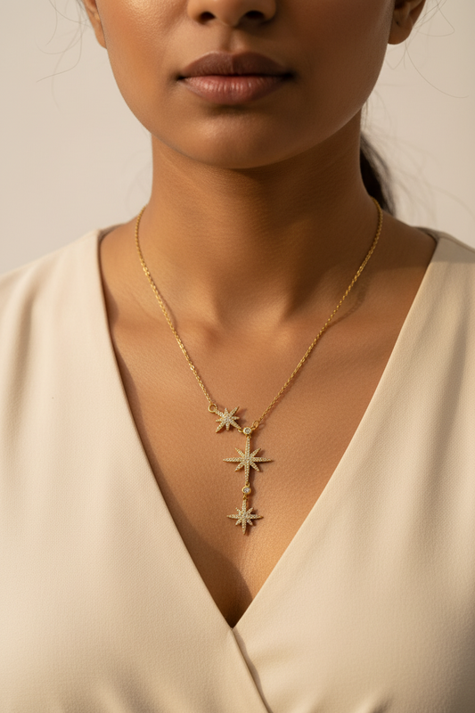 GOLDEN DIAMOND STAR RIGGIN NECKLACE