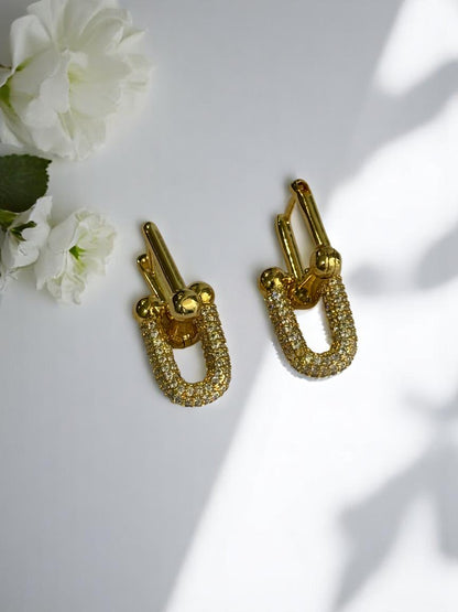 18K GOLD PLATED PREMIUM TIFFANY BRANDED DIAMOND EARRINGS