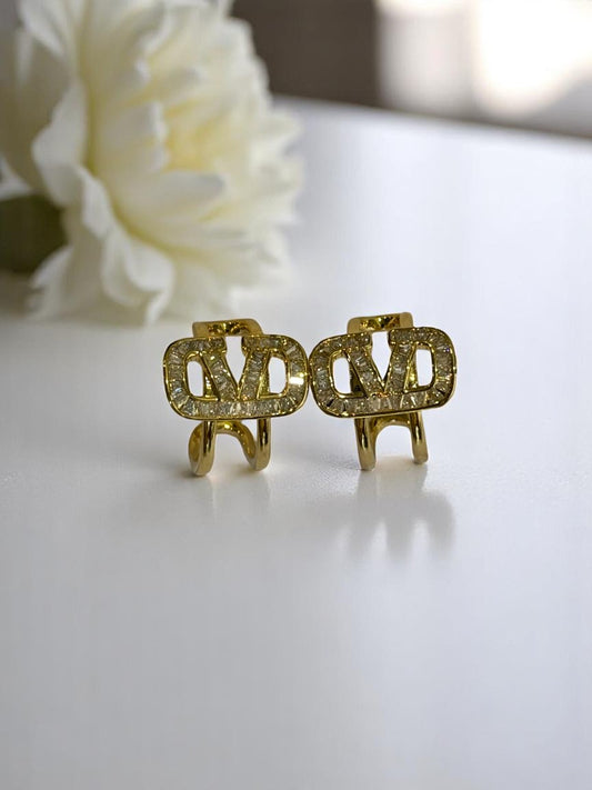 18K GOLD PLATED VALENTINO BRANDED DIAMOND EARRING