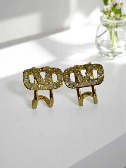 18K GOLD PLATED VALENTINO BRANDED DIAMOND EARRING