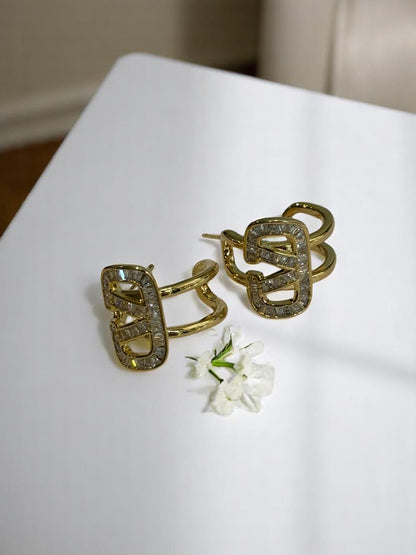18K GOLD PLATED VALENTINO BRANDED DIAMOND EARRING