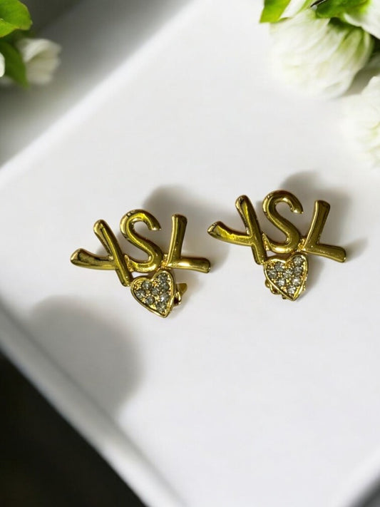 18K GOLD PLATED YSL BRANDED STUD EARRING