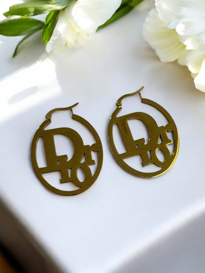 GOLDEN HOOP WITH LUXURY BRAND DIOR