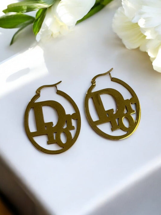 GOLDEN HOOP WITH LUXURY BRAND DIOR