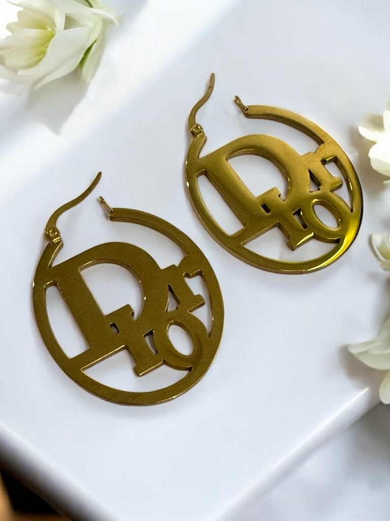 GOLDEN HOOP WITH LUXURY BRAND DIOR